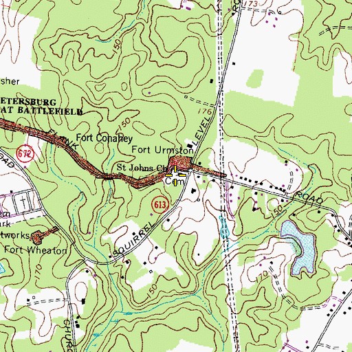 Topographic Map of Saint Johns Church, VA