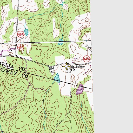 Topographic Map of Saint Johns Church, VA