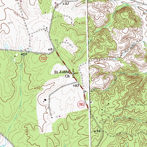 Topographic Map of Saint Johns Church, VA