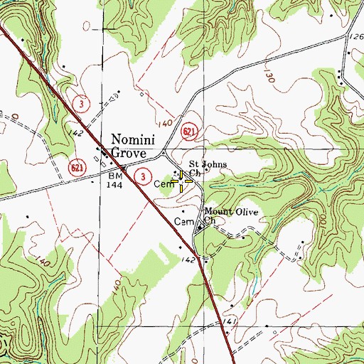 Topographic Map of Saint Johns Church, VA