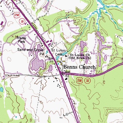 Topographic Map of Saint Lukes Cemetery, VA