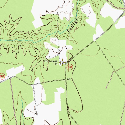 Topographic Map of Saint Lukes Church, VA