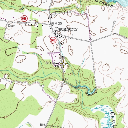 Topographic Map of Saint Lukes Church, VA