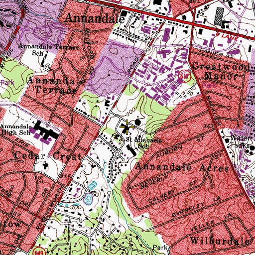 Topographic Map of Saint Michael School, VA