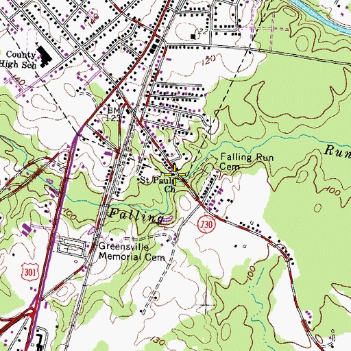 Topographic Map of Saint Pauls Church, VA