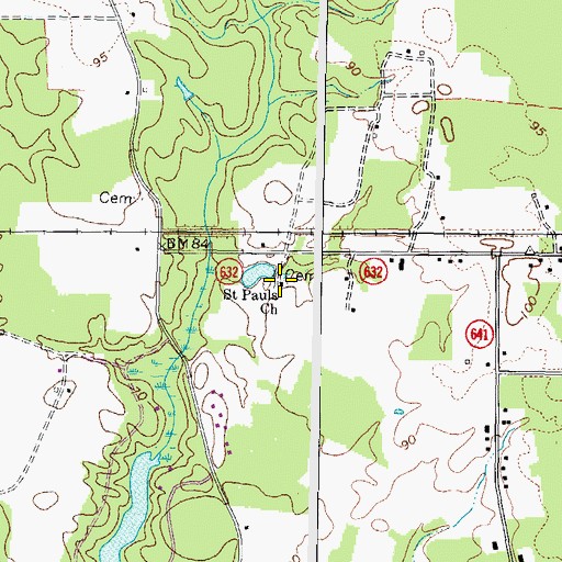 Topographic Map of Saint Pauls Church, VA
