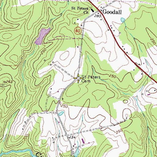 Topographic Map of Saint Peters Cemetery, VA