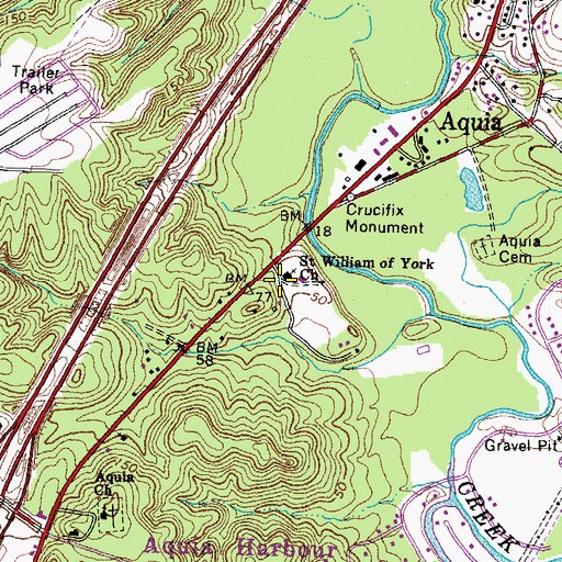 Topographic Map of Saint William of York Church, VA