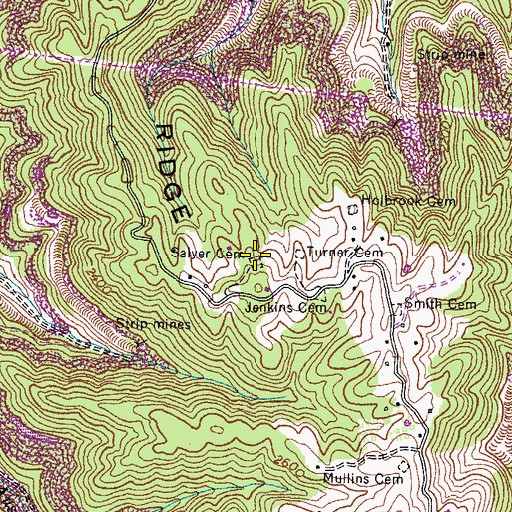Topographic Map of Salyer Cemetery, VA