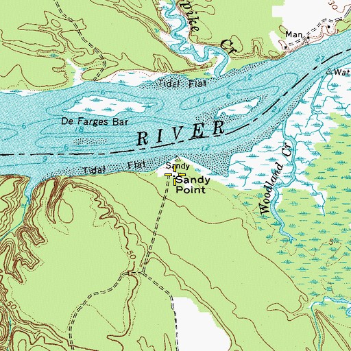 Topographic Map of Sandy Point, VA