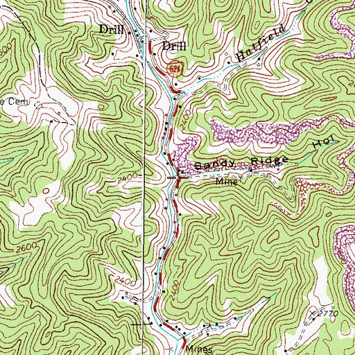 Topographic Map of Sandy Ridge Hollow, VA