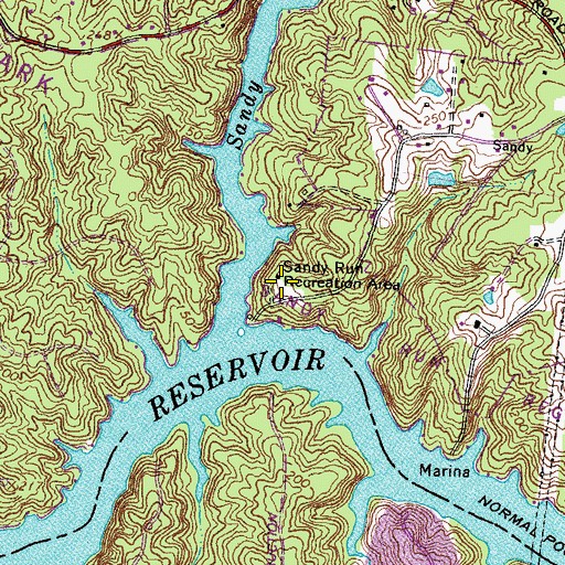 Topographic Map of Sandy Run Recreation Center, VA