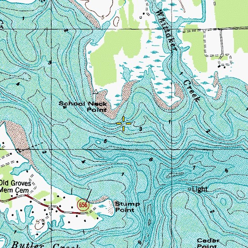 Topographic Map of School Neck Point, VA