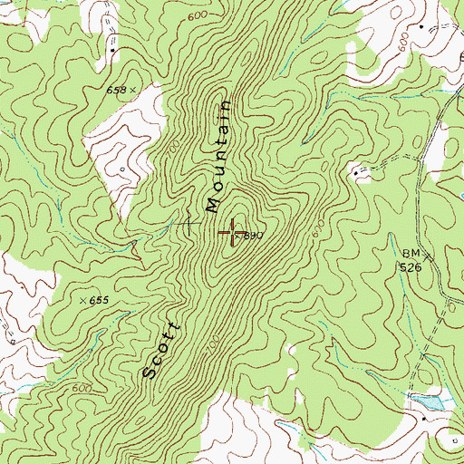 Topographic Map of Scott Mountain, VA