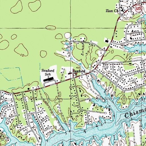 Topographic Map of Seaford Church, VA