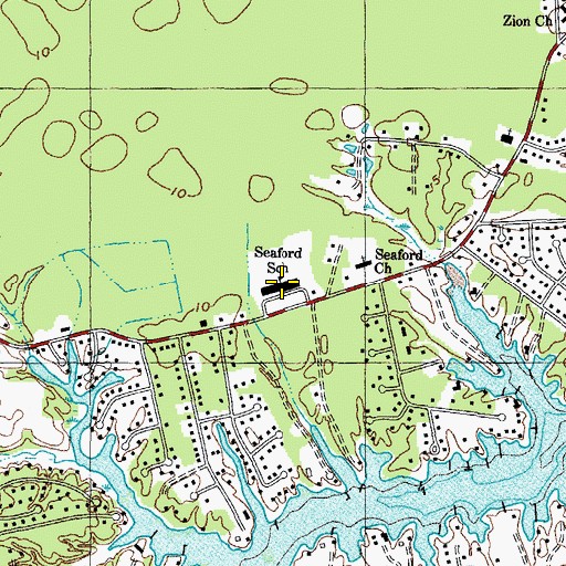 Topographic Map of Seaford Elementary School, VA