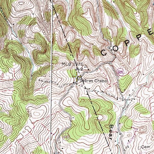 Topographic Map of Sebras Chapel, VA