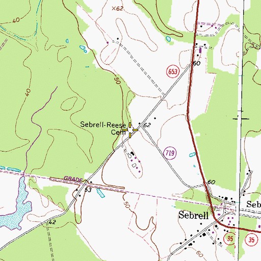 Topographic Map of Sebrell-Reese Cemetery, VA