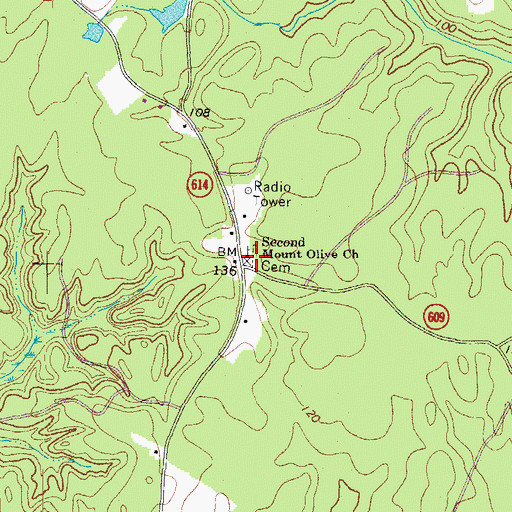 Topographic Map of Second Mount Olive Church, VA