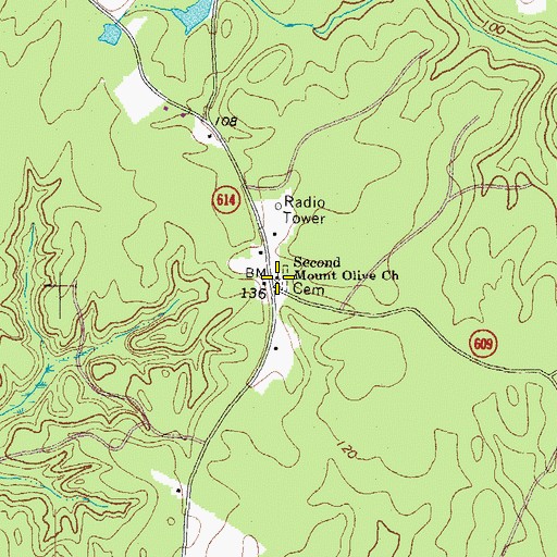 Topographic Map of Second Mount Olive Church, VA