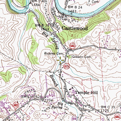 Topographic Map of Seven Spring Creek, VA