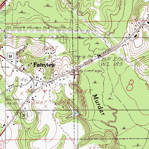 Topographic Map of Fairview Church of Christ, AL