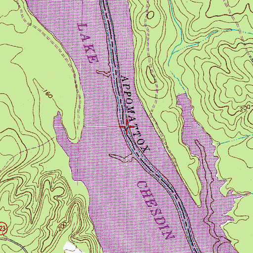Topographic Map of Lake Chesdin, VA