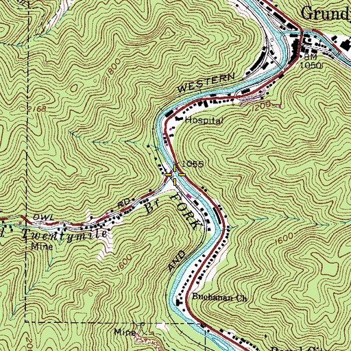 Topographic Map of Three and Twentymile Branch, VA
