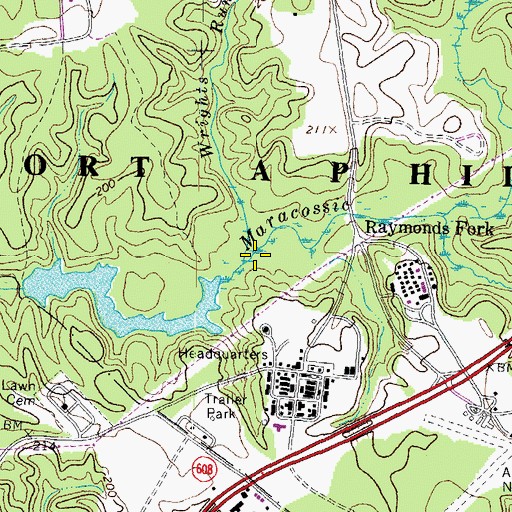 Topographic Map of Wrights Run, VA