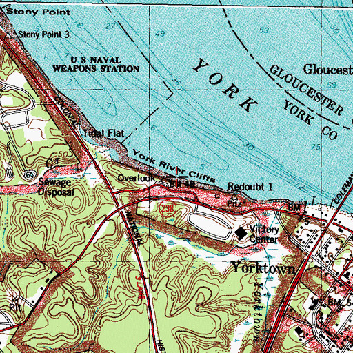 Topographic Map of York River Cliffs, VA