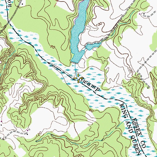 Topographic Map of Yorkers Swamp, VA