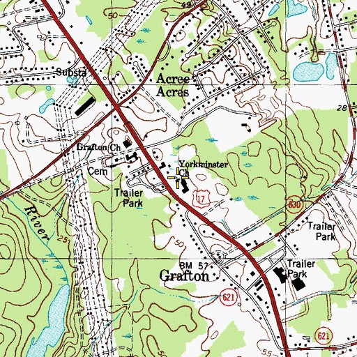 Topographic Map of Yorkminister Church, VA