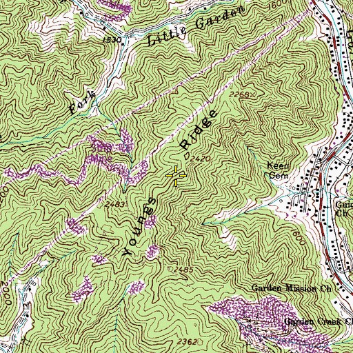 Topographic Map of Youngs Ridge, VA