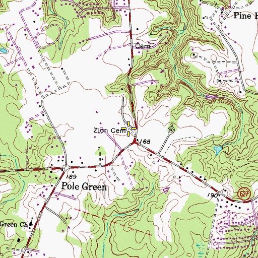 Topographic Map of Zion Cemetery, VA