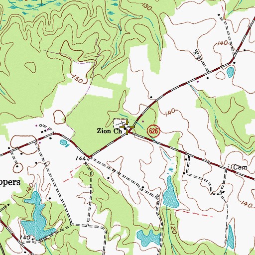 Topographic Map of Zion Church, VA