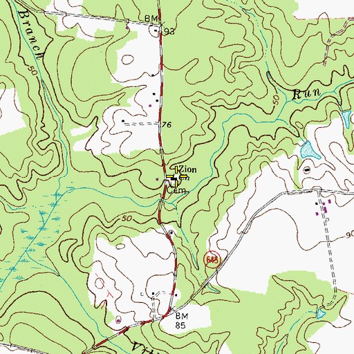 Topographic Map of Zion Church, VA