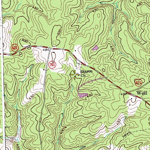 Topographic Map of Sharon Church, VA
