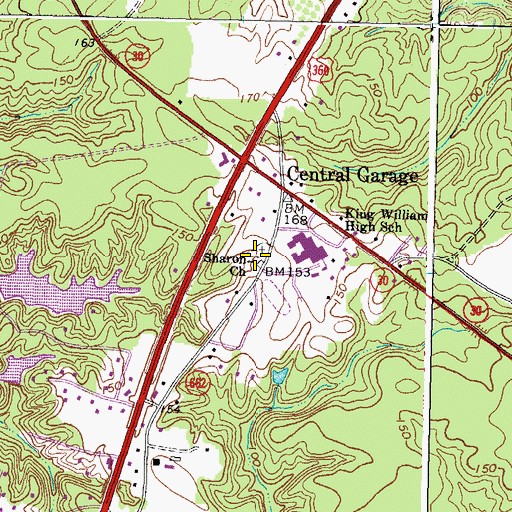 Topographic Map of Sharon Baptist Church, VA