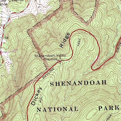 Topographic Map of Shenandoah Valley Overlook, VA