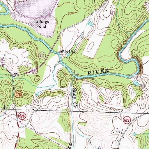Topographic Map of Shop Creek, VA