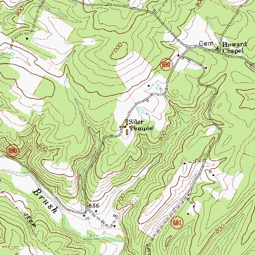 Topographic Map of Siler Temple, VA