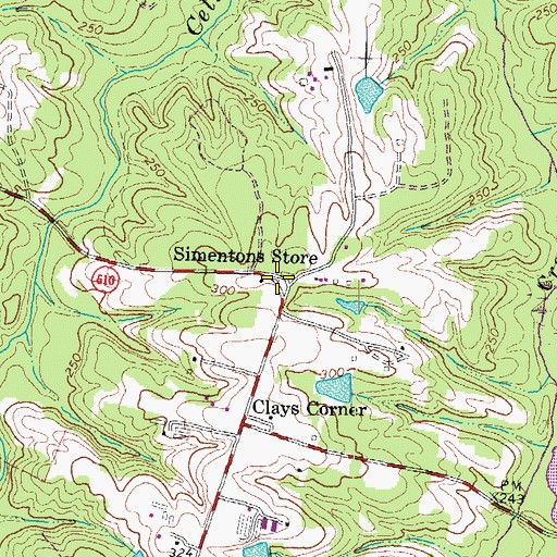 Topographic Map of Simentons Store, VA