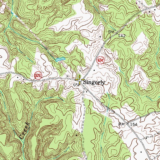 Topographic Map of Singerly, VA