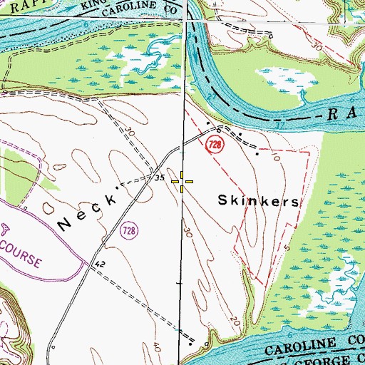 Topographic Map of Skinkers Neck, VA