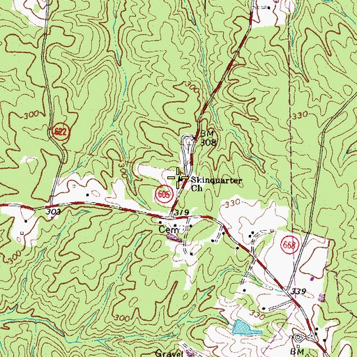 Topographic Map of Skinquarter Church, VA
