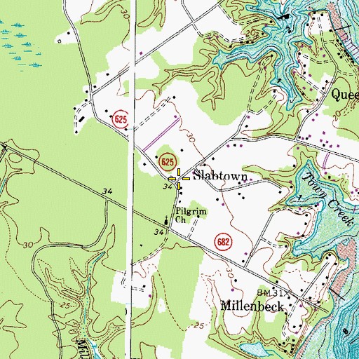 Topographic Map of Slabtown, VA