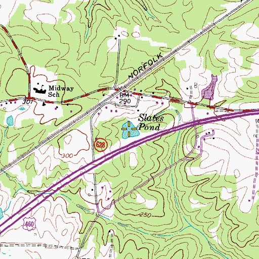 Topographic Map of Slates Pond, VA