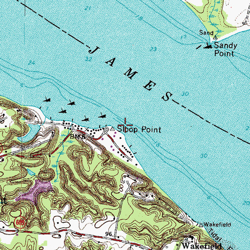 Topographic Map of Sloop Point, VA