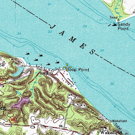 Topographic Map of Sloop Point, VA