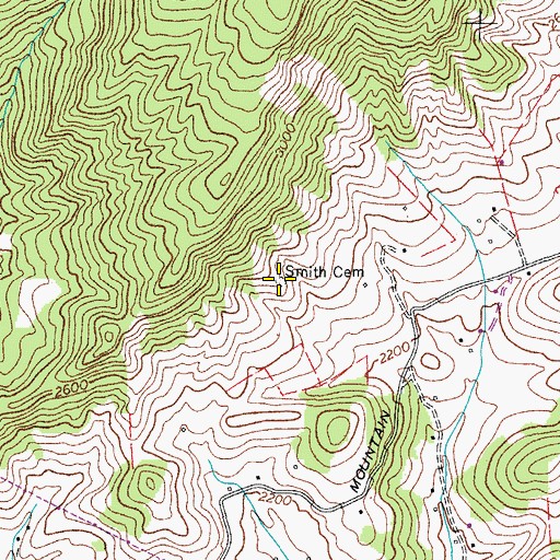 Topographic Map of Smith Cemetery, VA
